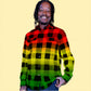 Men's Rasta Tie Dye Flannel - Custom Red Yellow Green Color Fuse Reggae Buffalo Plaid Shirt