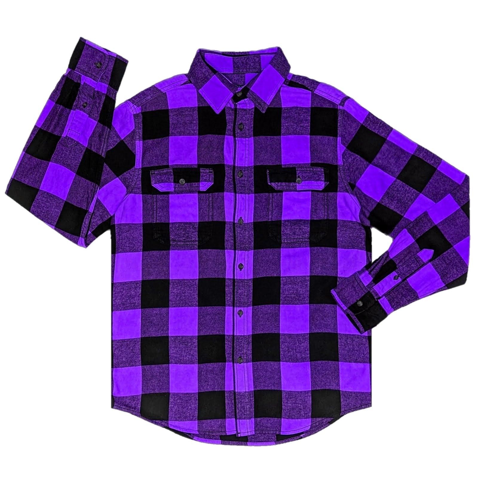 Men's purple and Black Buffalo Plaid Flannel Shirt Handmade by Kollideoscope