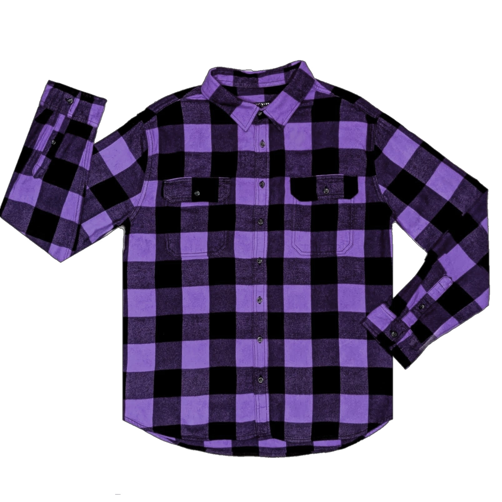 Men's lavender and Black Buffalo Plaid Flannel Shirt Handmade by Kollideoscope