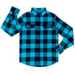 Men's baby blue and Black Buffalo Plaid Flannel Shirt Handmade by Kollideoscope