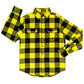 Men's neon yellow and Black Buffalo Plaid Flannel Shirt Handmade by Kollideoscope