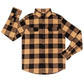 Men's peach and Black Buffalo Plaid Flannel Shirt Handmade by Kollideoscope