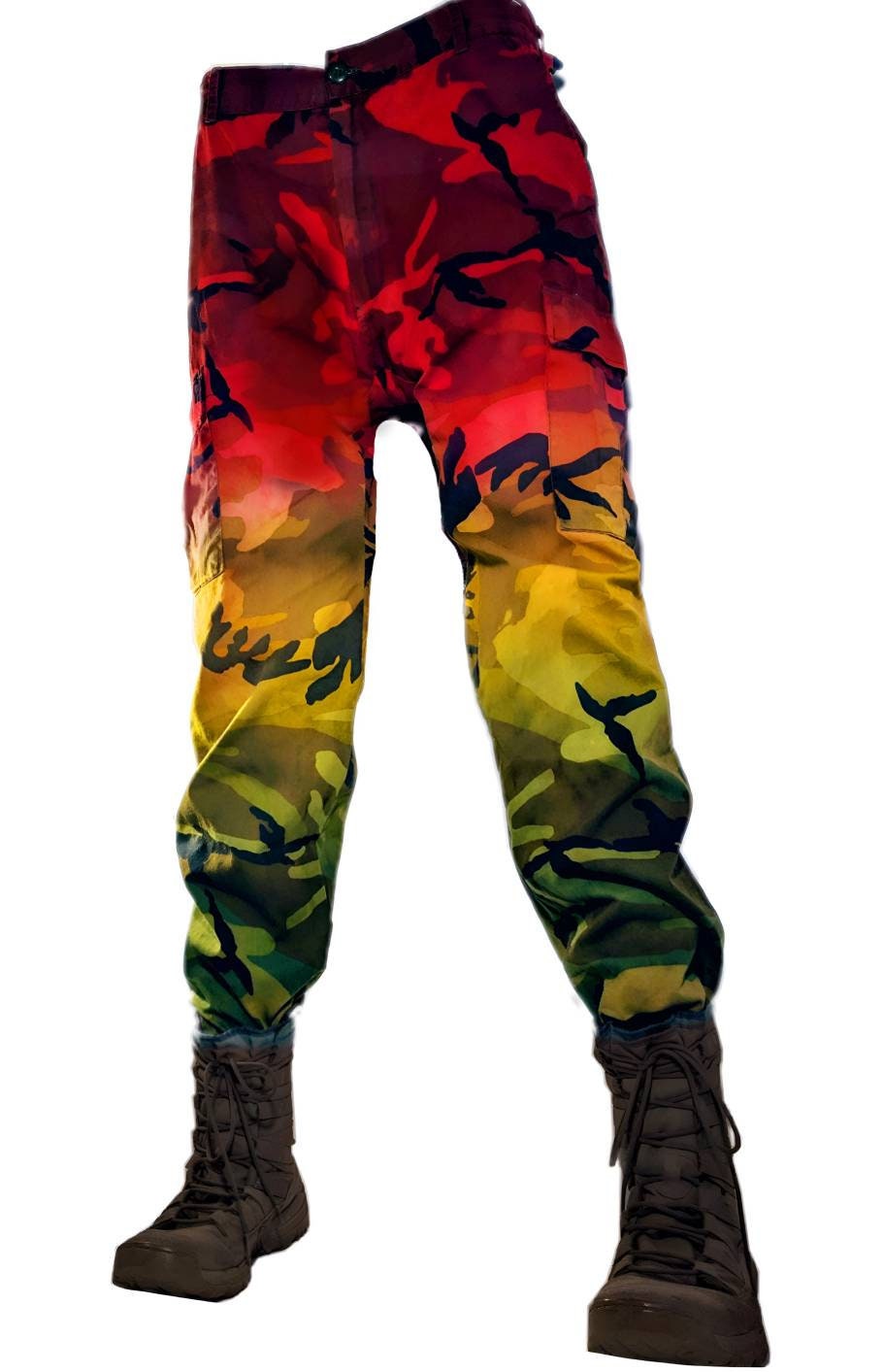 Tie Dye Camo Pants - Custom Rasta Camouflage Cargos