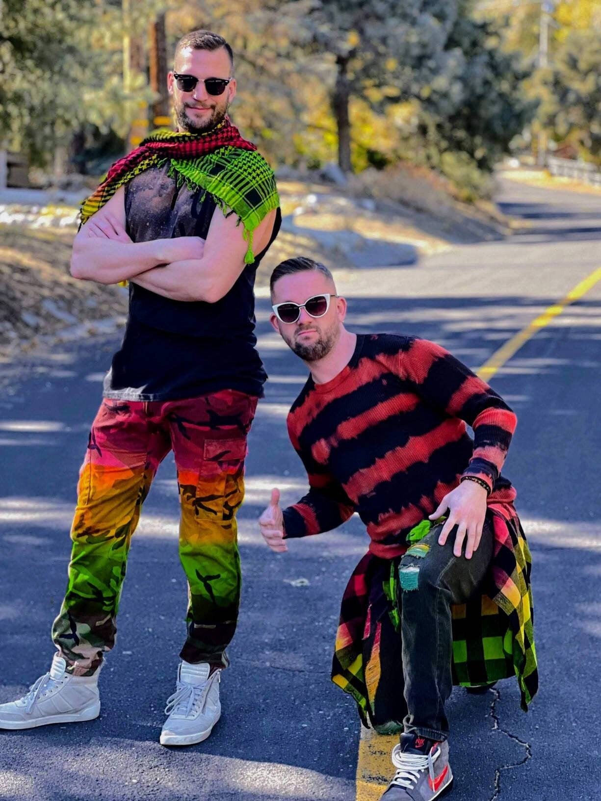 Tie Dye Camo Pants - Custom Rasta Camouflage Cargos