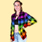 Rainbow Tie Dye Purple Flannel Shirt for men and women. Pride Festival Rainbow Gradient Hand Dyed with Quality Fiber Reactive Dye Kollideoscope Unique handmade to order True to Size Preshrunk, 100% Soft Cotton Buffalo Plaid Flannel Fabric, Machine Wash/Dry, Long Sleeve Button Cuffs, Button-Down, Collar, Chest Pocket