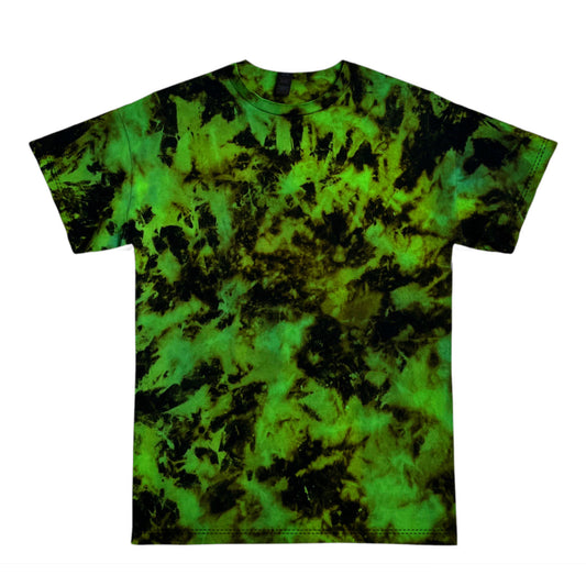 Spooky Acid Wash Tee - Custom Black and Green Reverse Tie Dye T-Shirt