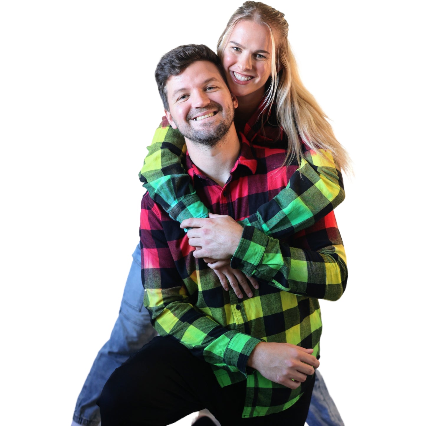 Men's Rasta Tie Dye Flannel - Custom Red Yellow Green Color Fuse Reggae Buffalo Plaid Shirt