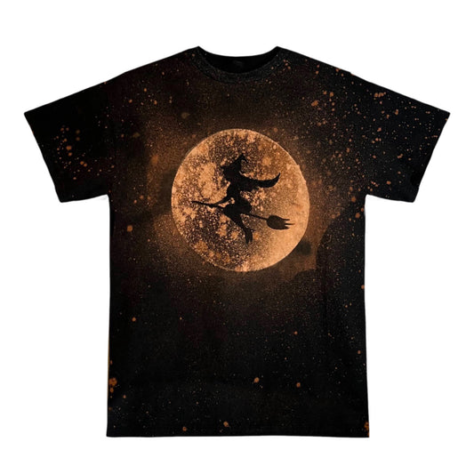 Bleached Out Wicked Full Moon Tee - Custom Acid Wash T Shirt