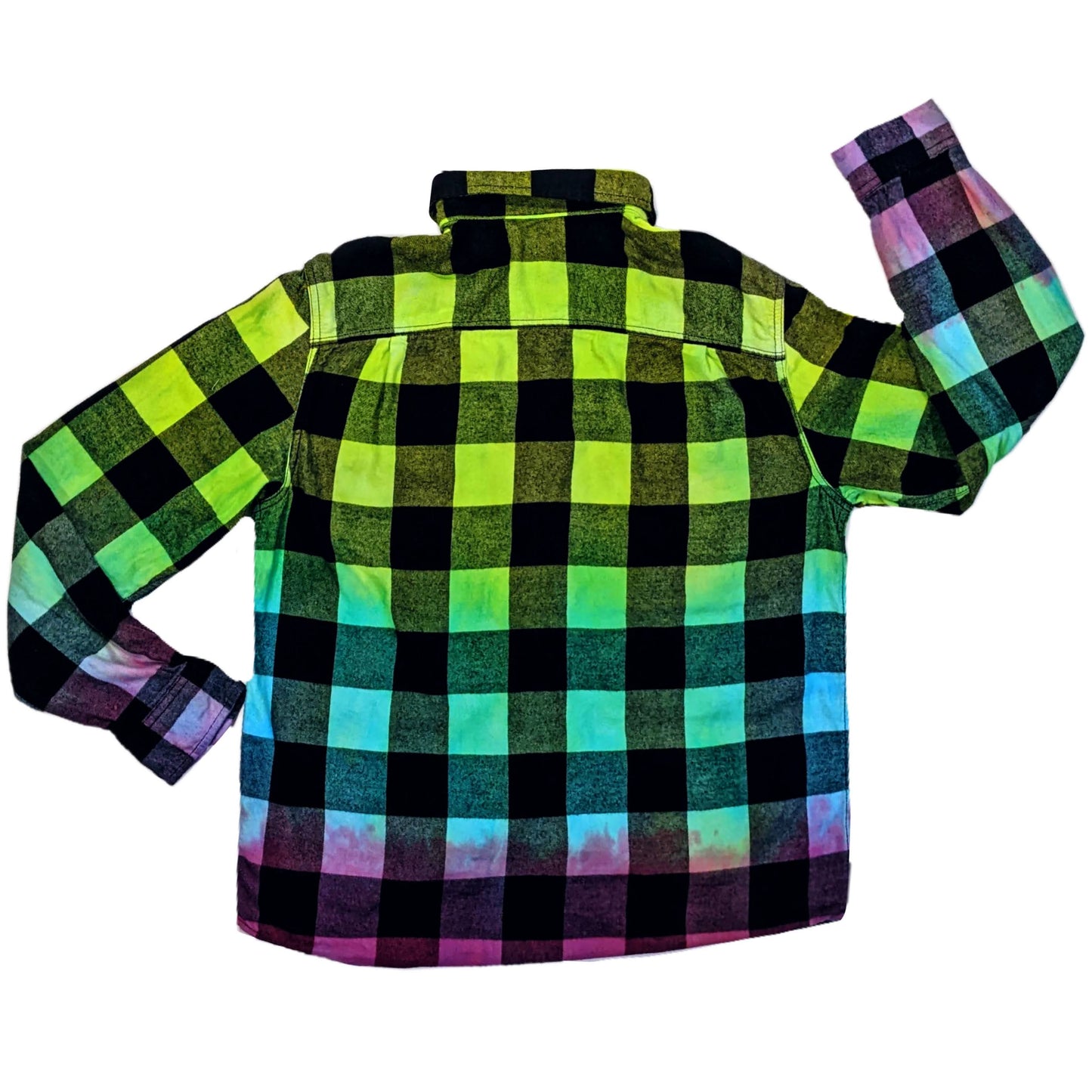 Men's Custom Neon Green Blue Purple Flannel - Color Fuse Buffalo Plaid Shirt