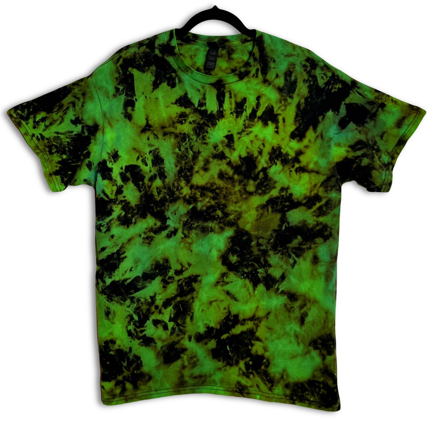 Spooky Acid Wash Tee - Custom Black and Green Reverse Tie Dye T-Shirt