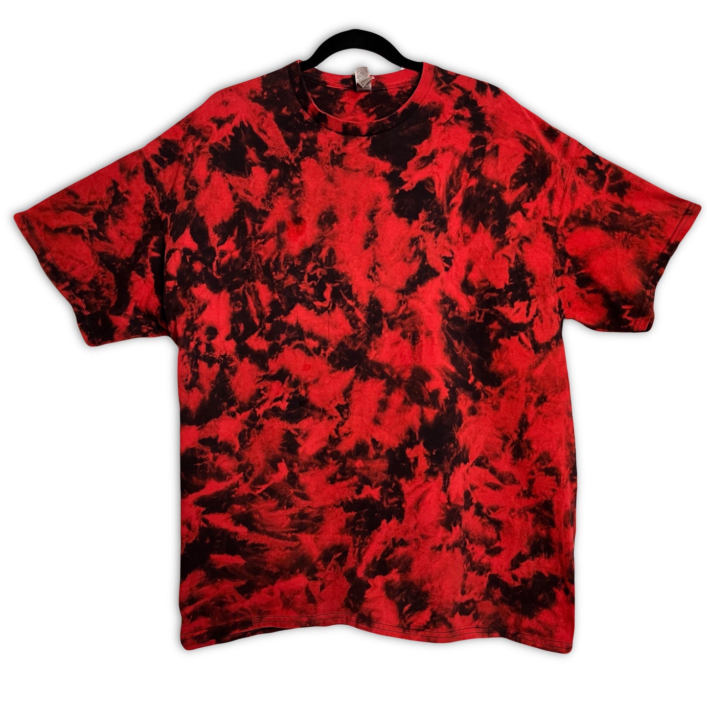 Blackout Halloween Tee - Custom Black and Red Reverse Tie Dye T-Shirt