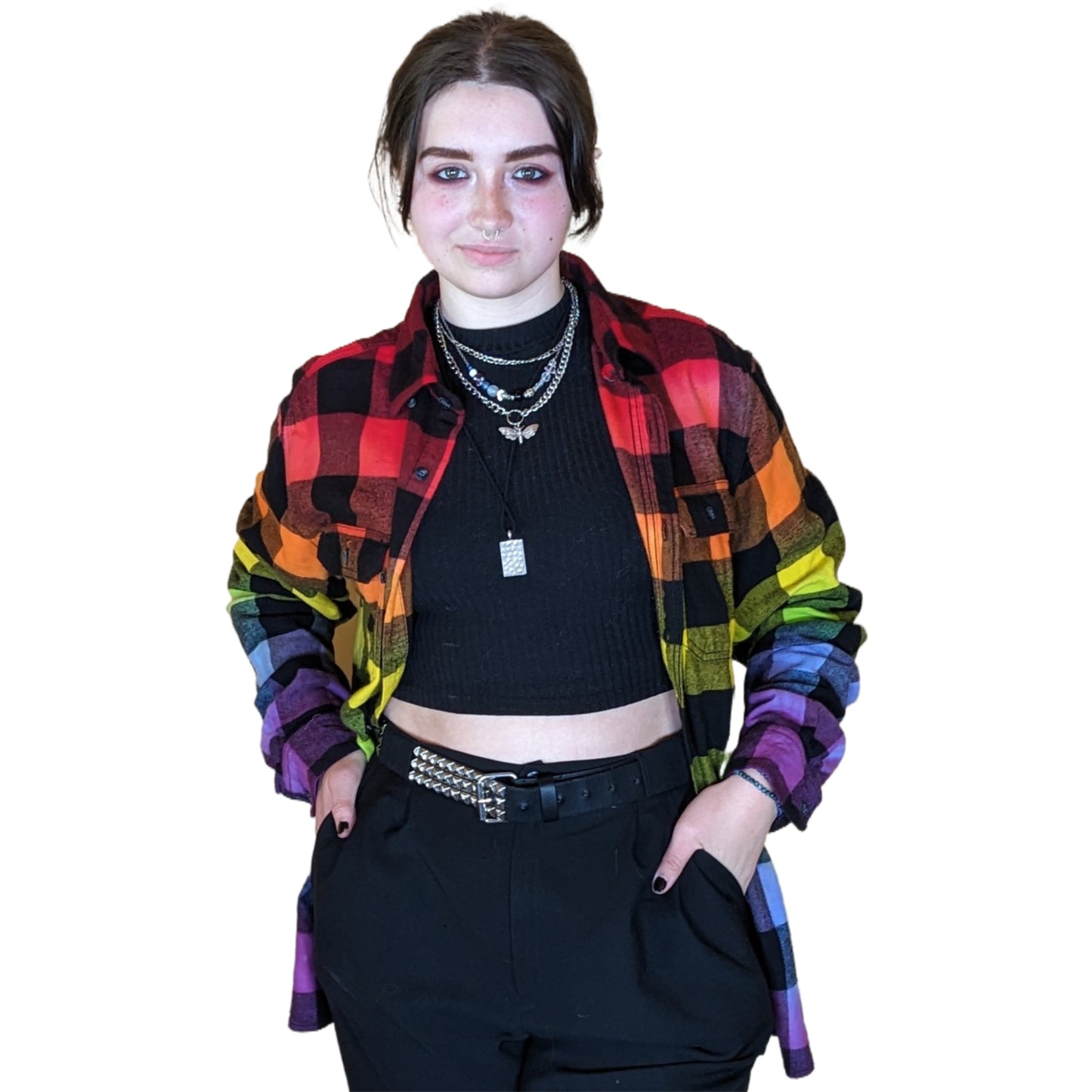 Tie Dye Rainbow Flannel - Rainbow Pride Flag Buffalo Plaid Shirt