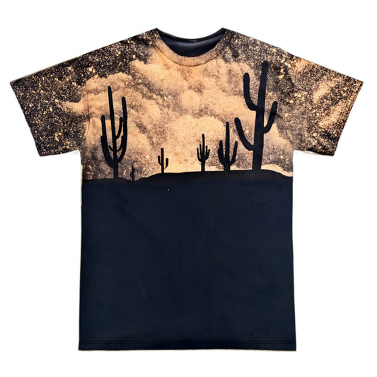 Bleached Out Desert Cactus Tee - Custom Acid Wash T Shirt