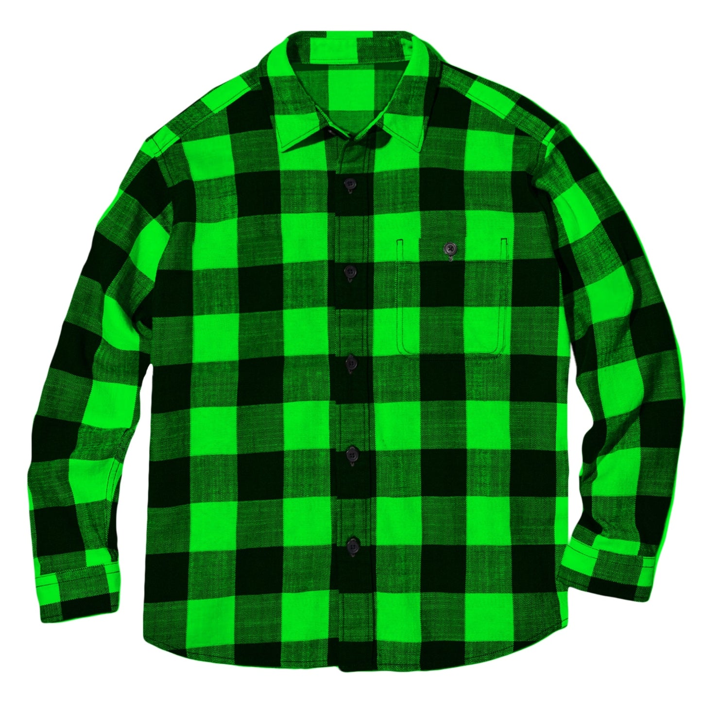 Men's Neon Green Lumberjack Flannel - Custom Buffalo Plaid Shirt