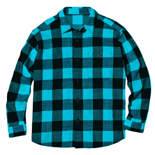 Men's Baby Blue Lumberjack Flannel - Turquoise Buffalo Plaid Shirt