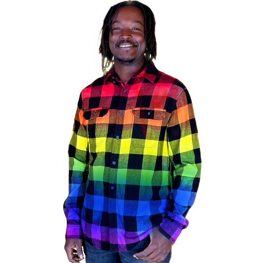 Tie Dye Rainbow Flannel - Rainbow Pride Flag Buffalo Plaid Shirt