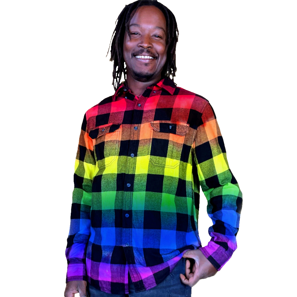 Tie Dye Rainbow Flannel - Rainbow Pride Flag Buffalo Plaid Shirt