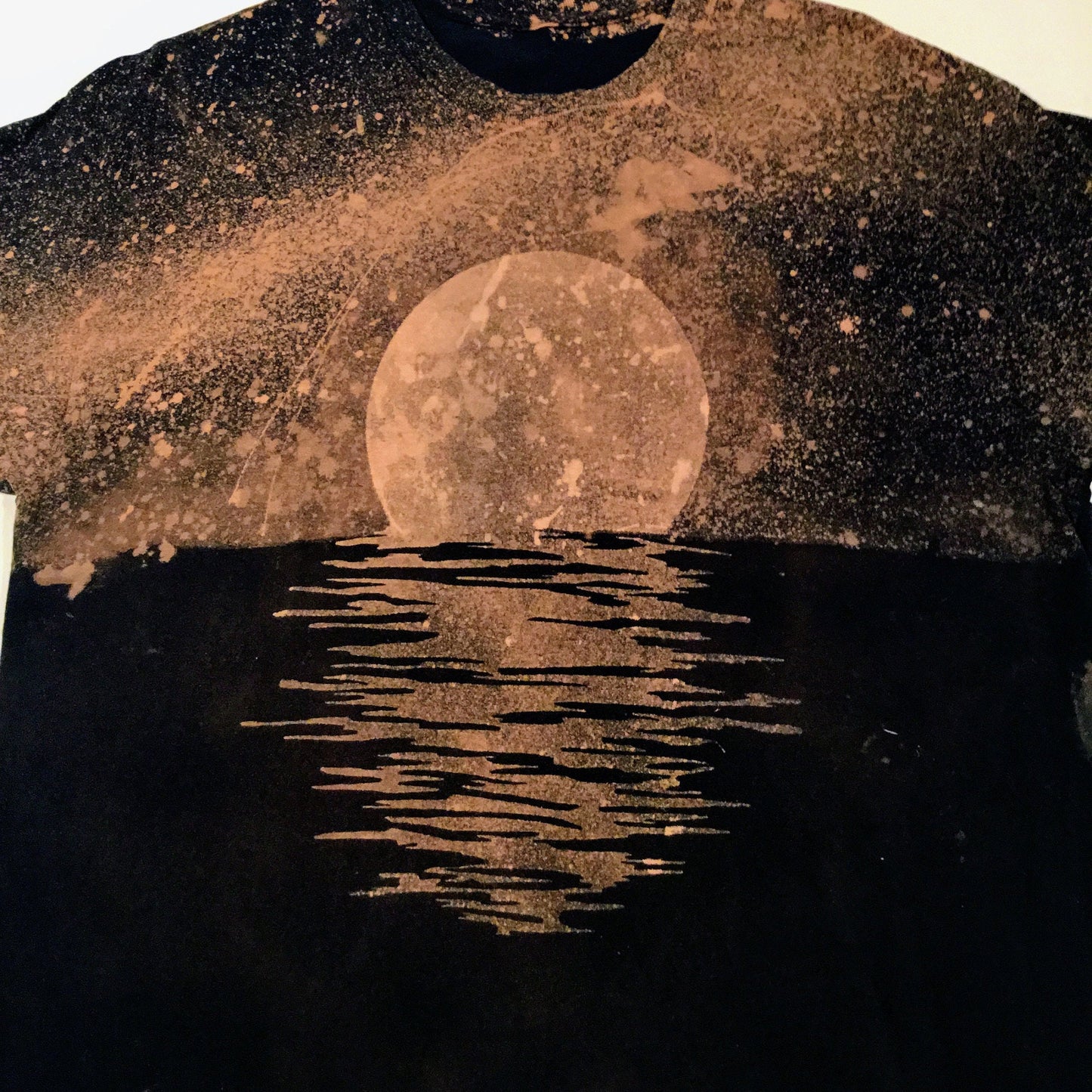 Bleached Out Full Moon Tee - Custom Acid Wash T Shirt