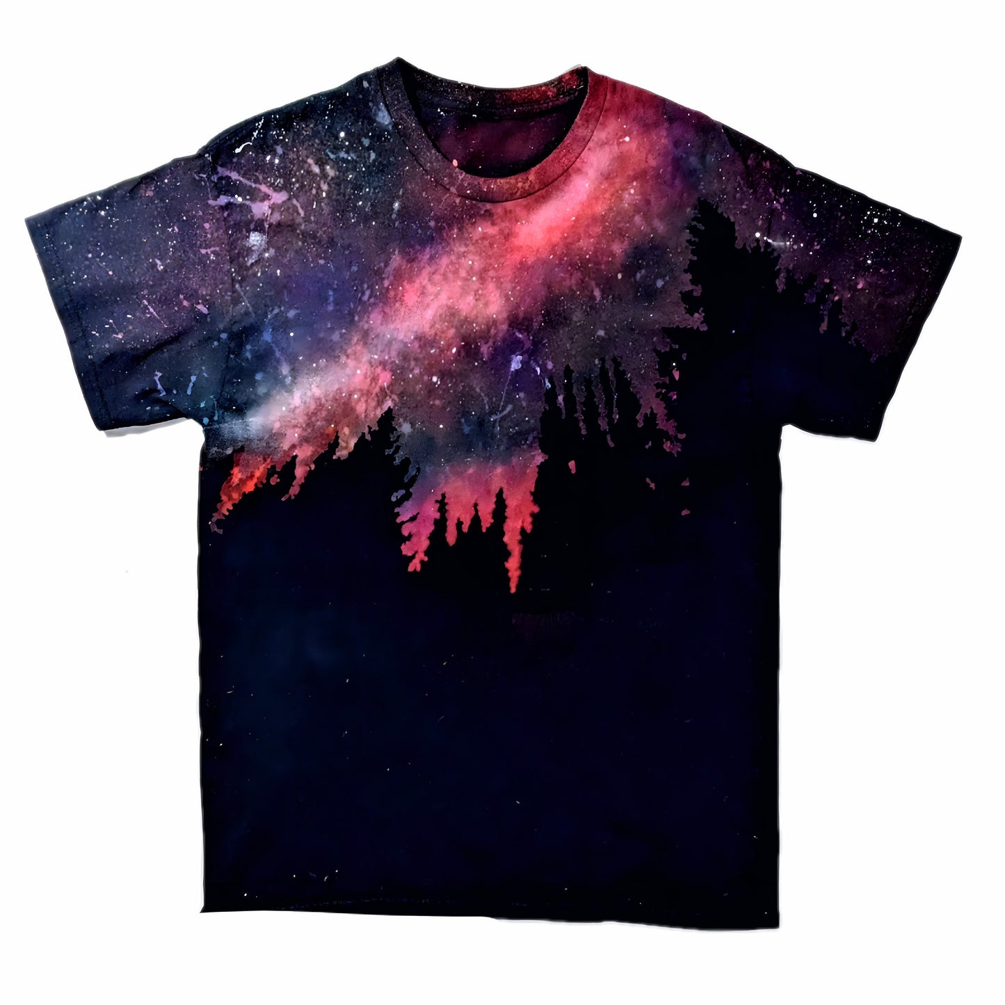 Reverse Dye Galaxy Forest Tee - Custom Acid Wash T Shirt