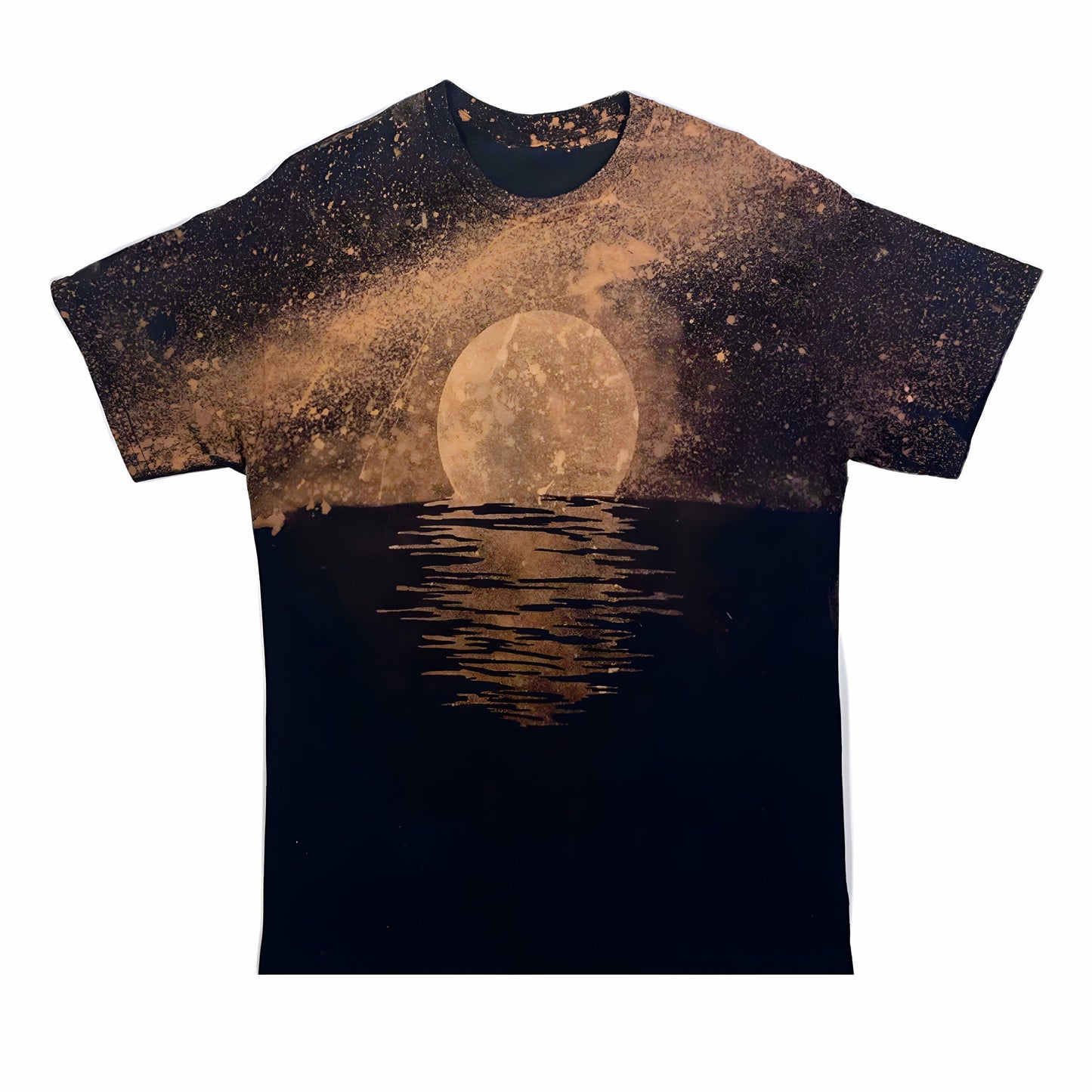 Bleached Out Full Moon Tee - Custom Acid Wash T Shirt