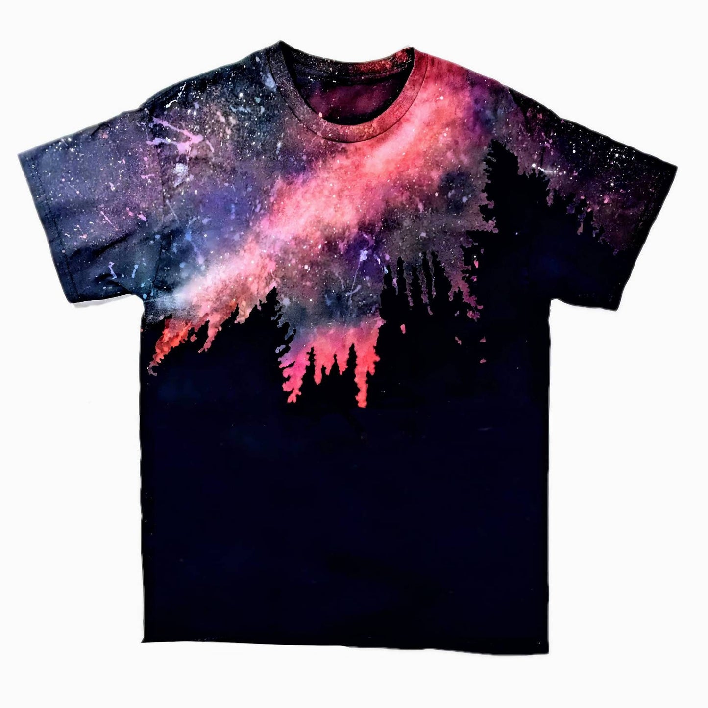 Reverse Dye Galaxy Forest Tee - Custom Acid Wash T Shirt