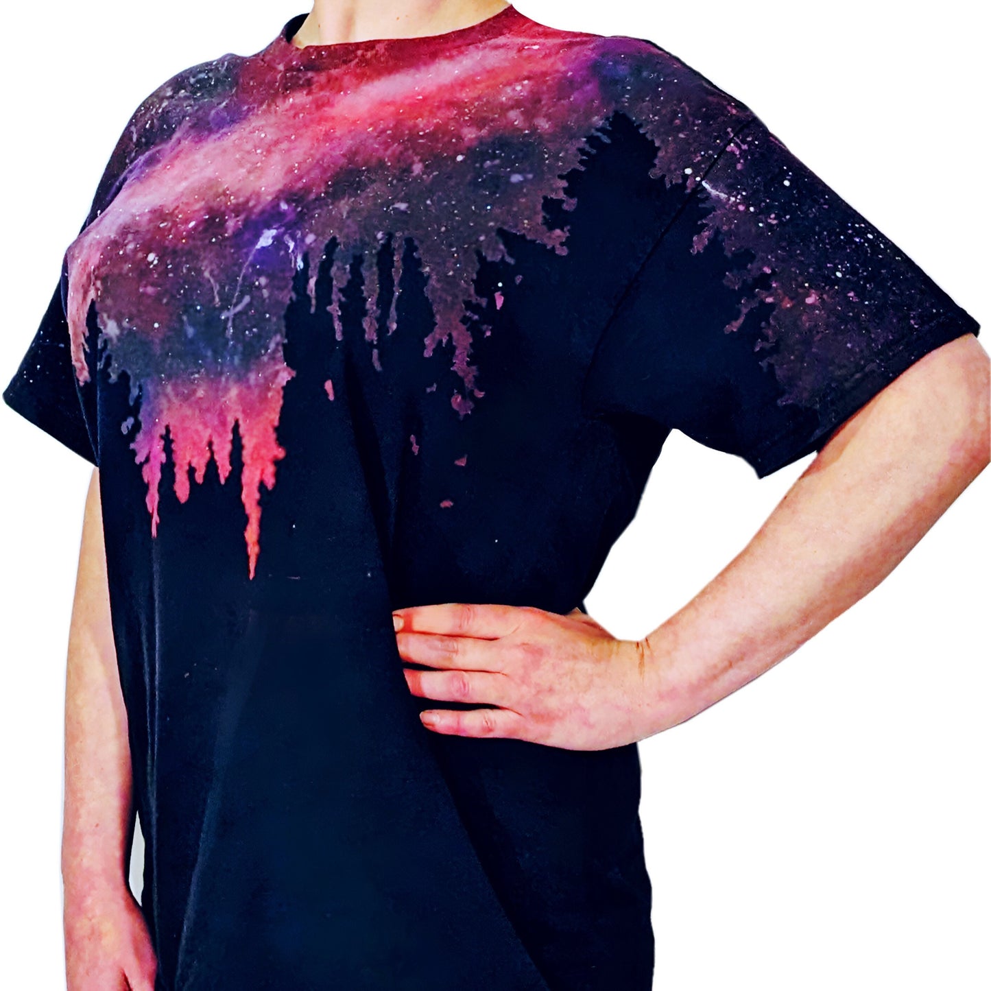 Reverse Dye Galaxy Forest Tee - Custom Acid Wash T Shirt