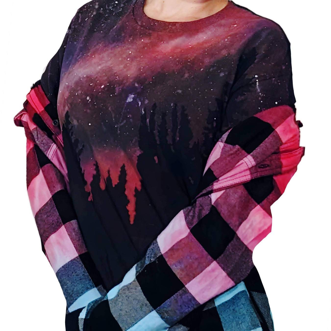 Reverse Dye Galaxy Forest Tee - Custom Acid Wash T Shirt