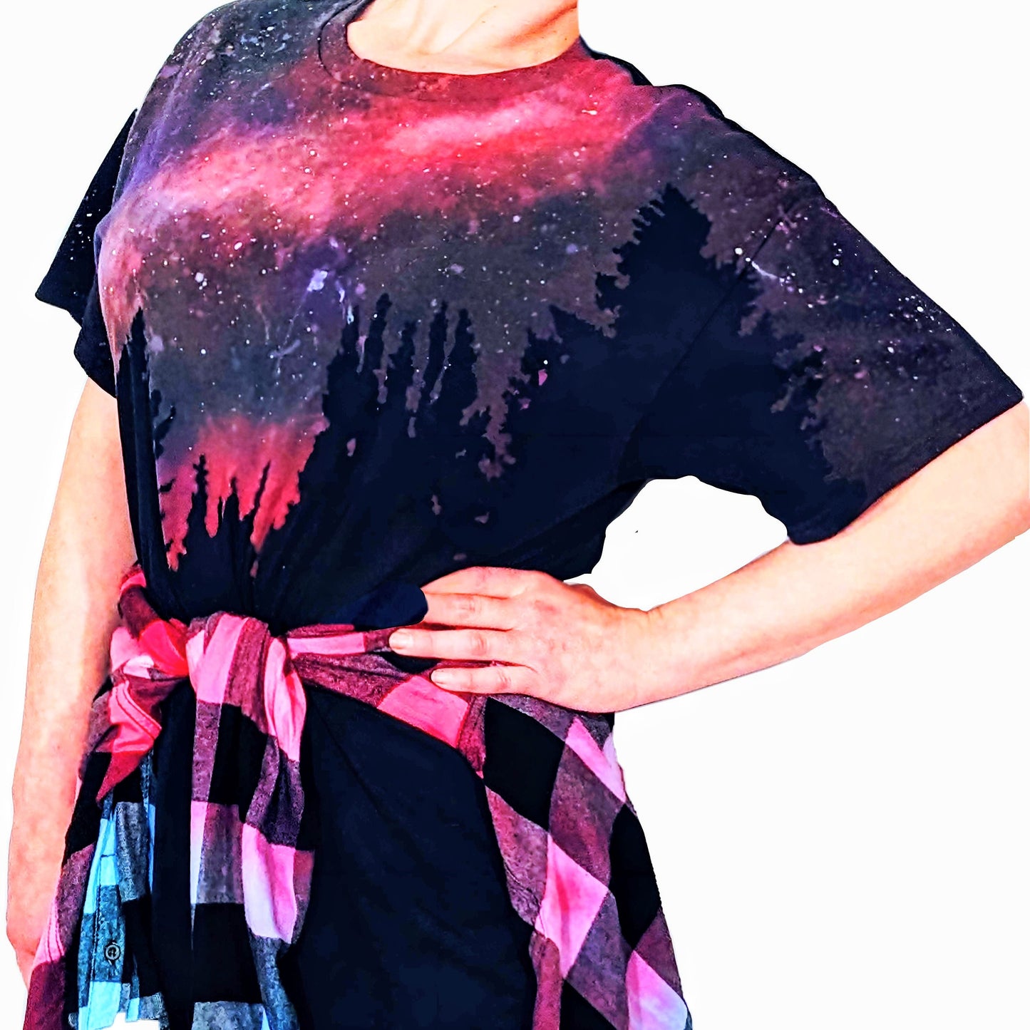 Reverse Dye Galaxy Forest Tee - Custom Acid Wash T Shirt