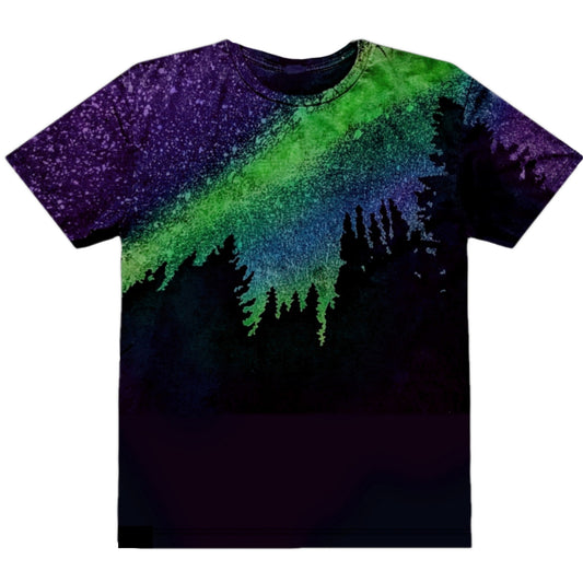 Reverse Dye Northern Lights Forest Tee - Custom Acid Wash T Shirt