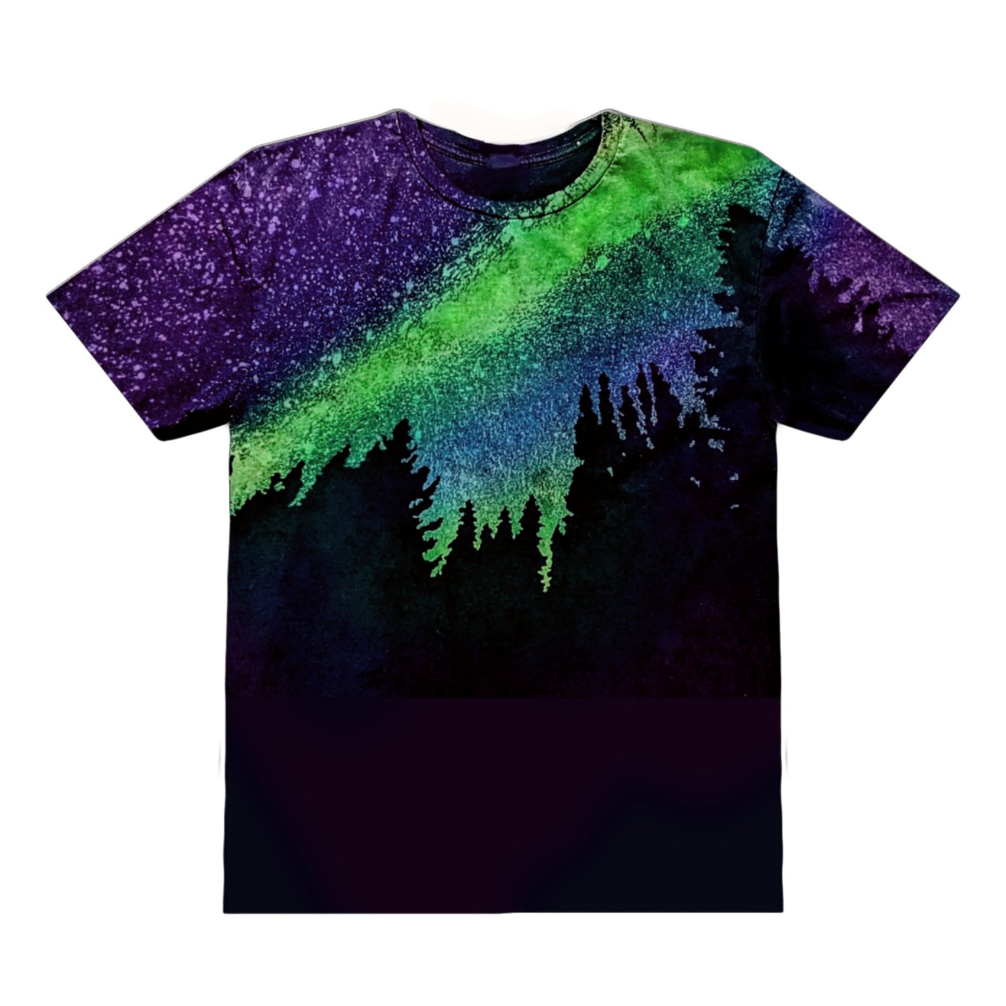 Reverse Dye Northern Lights Forest Tee - Custom Acid Wash T Shirt