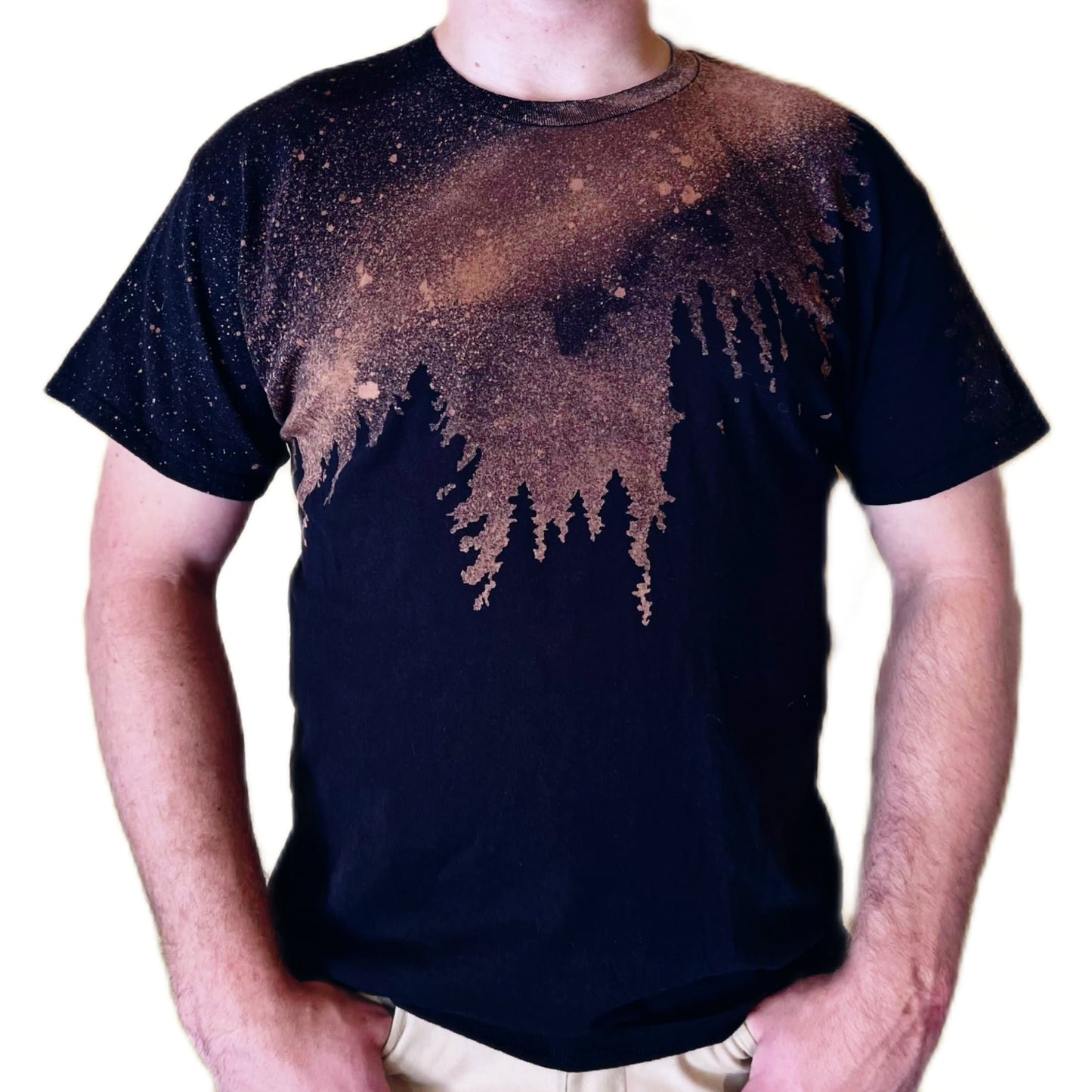 Bleached Out Forest Sky Tee - Custom Acid Wash T Shirt