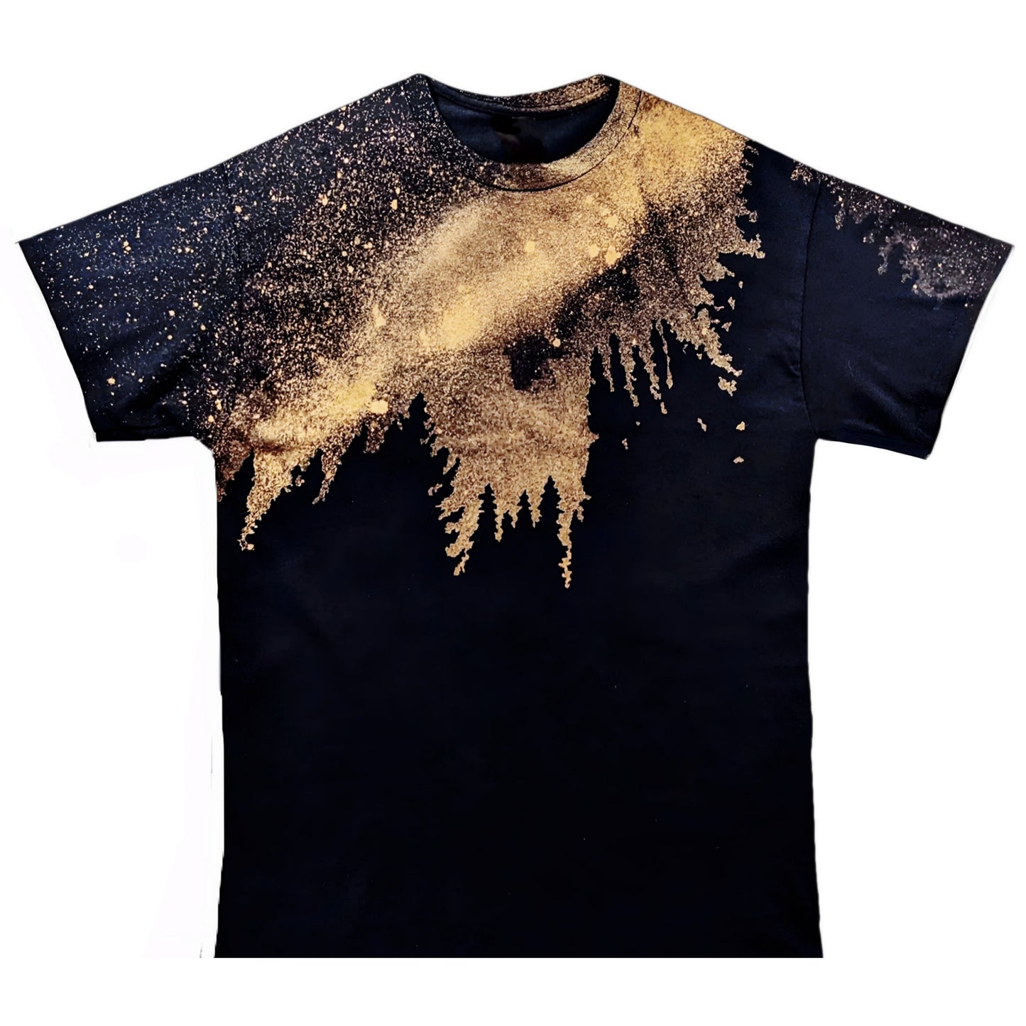 Acid Wash Galaxy Forest Graphic Tee Night Sky Bleach Splatter Shirt