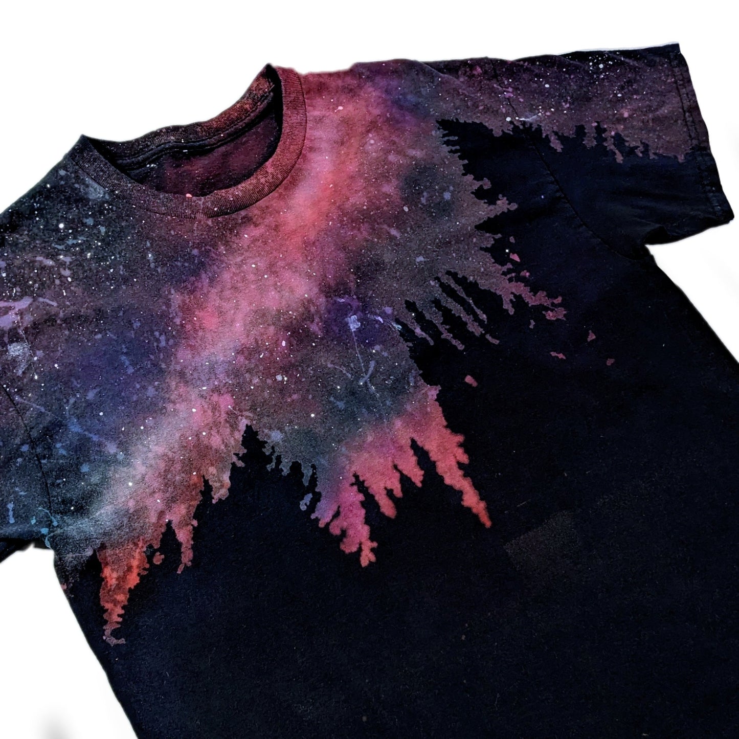 Reverse Dye Galaxy Forest Tee - Custom Acid Wash T Shirt