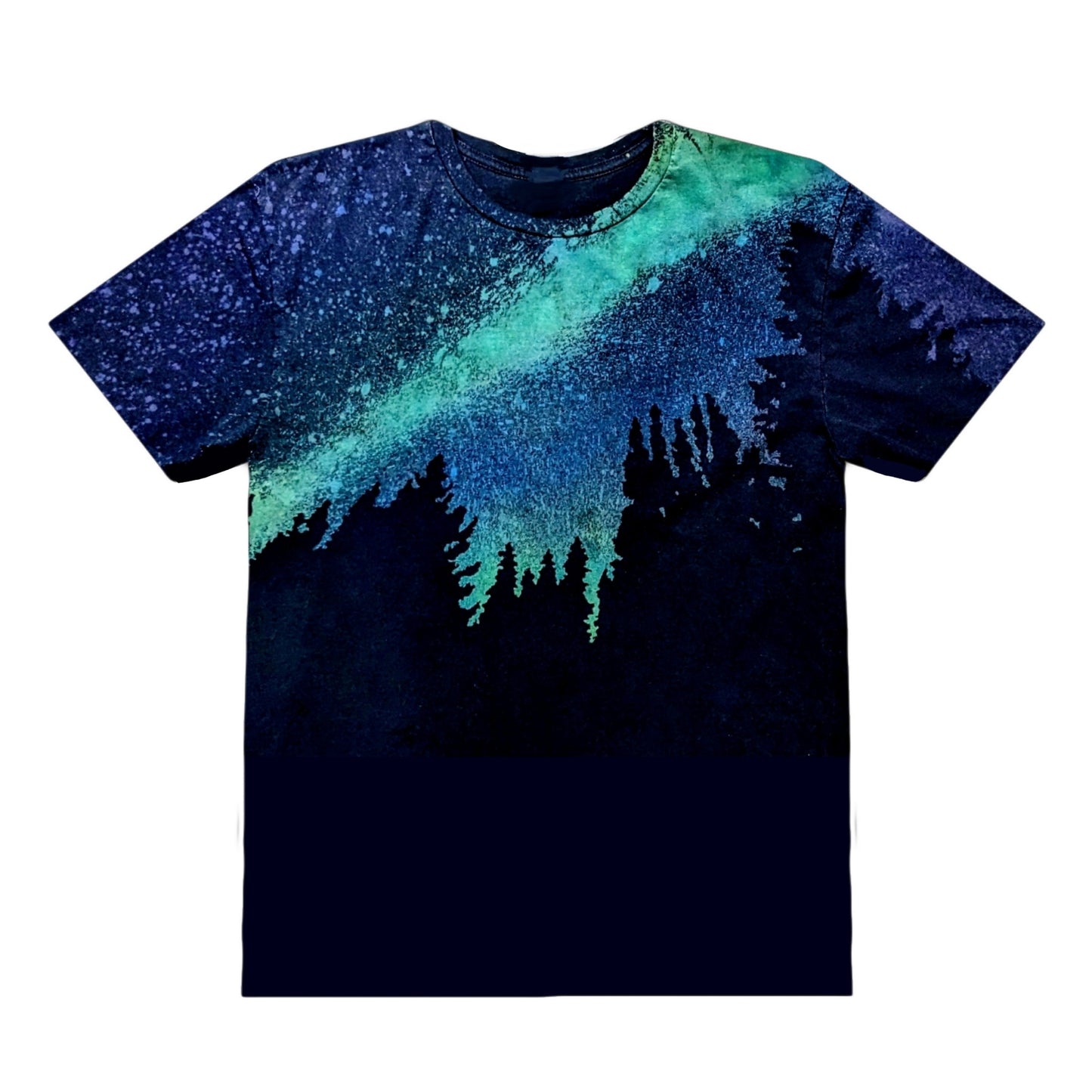 Reverse Dye Northern Lights Forest Tee - Custom Acid Wash T Shirt