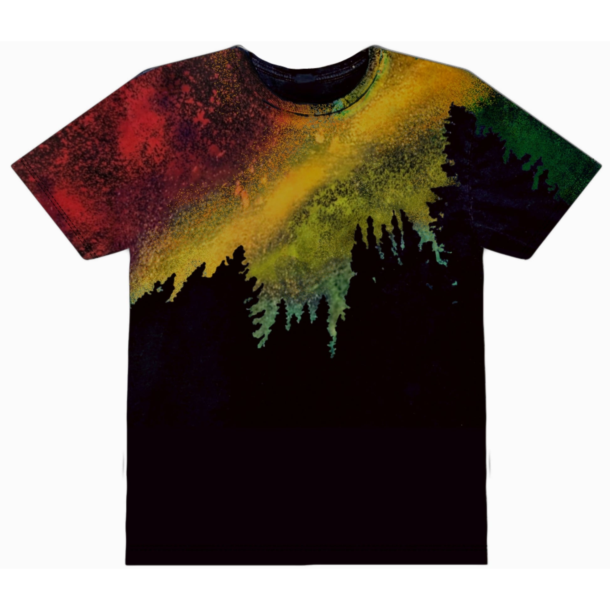 Handmade Rasta Forest Bleach T Shirt - Camping Galaxy Reverse Tie Dye Acid Wash Graphic Tee - hippie festival grunge 90s punk rave unisex