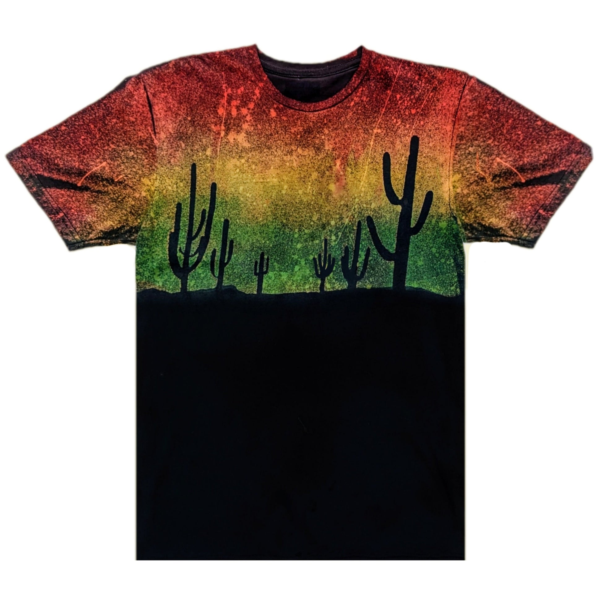 Handmade Cactus Desert Sunset T Shirt Reverse Tie Dye Graphic Tee