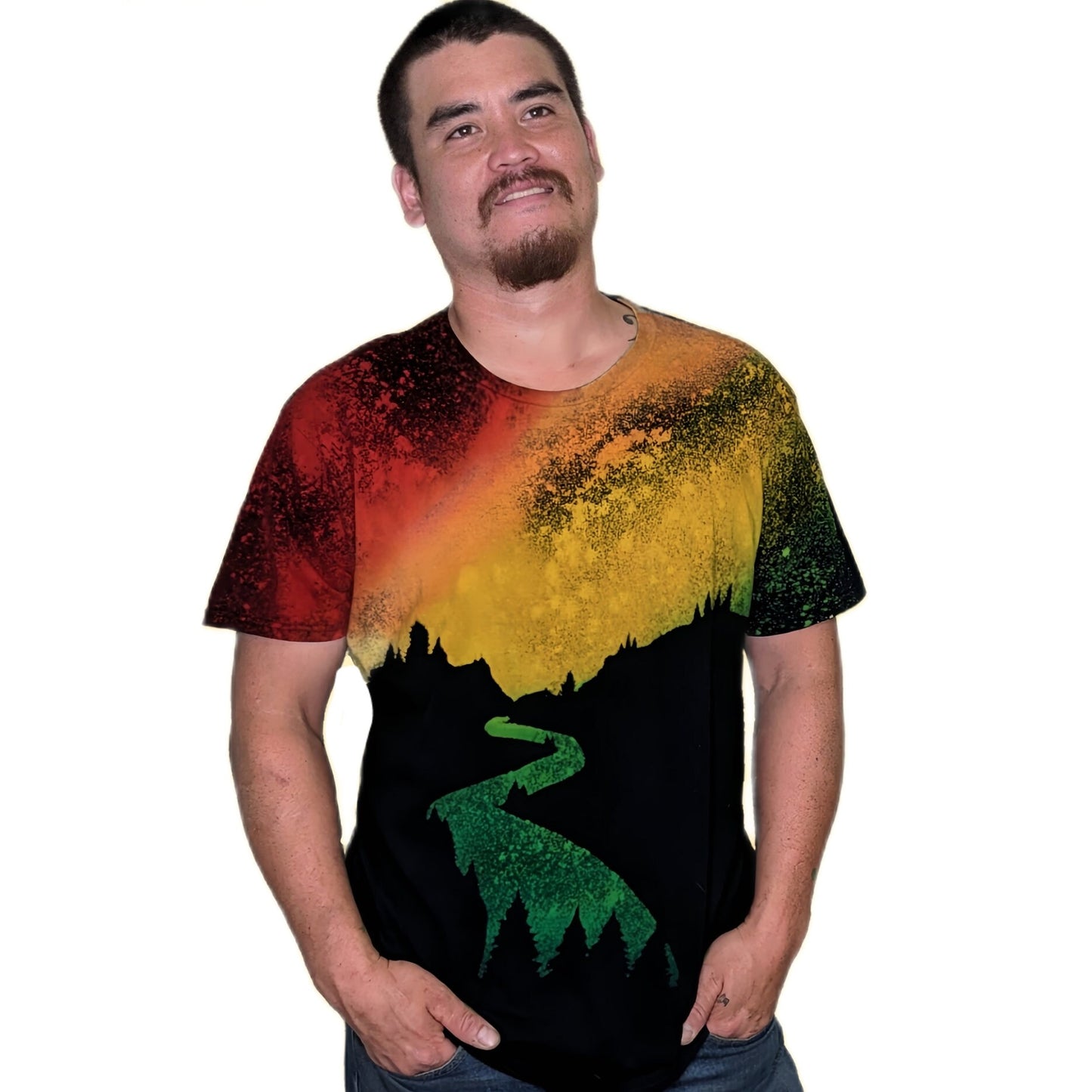 Reverse Dye Rasta Country Road Tee - Custom Acid Wash T Shirt