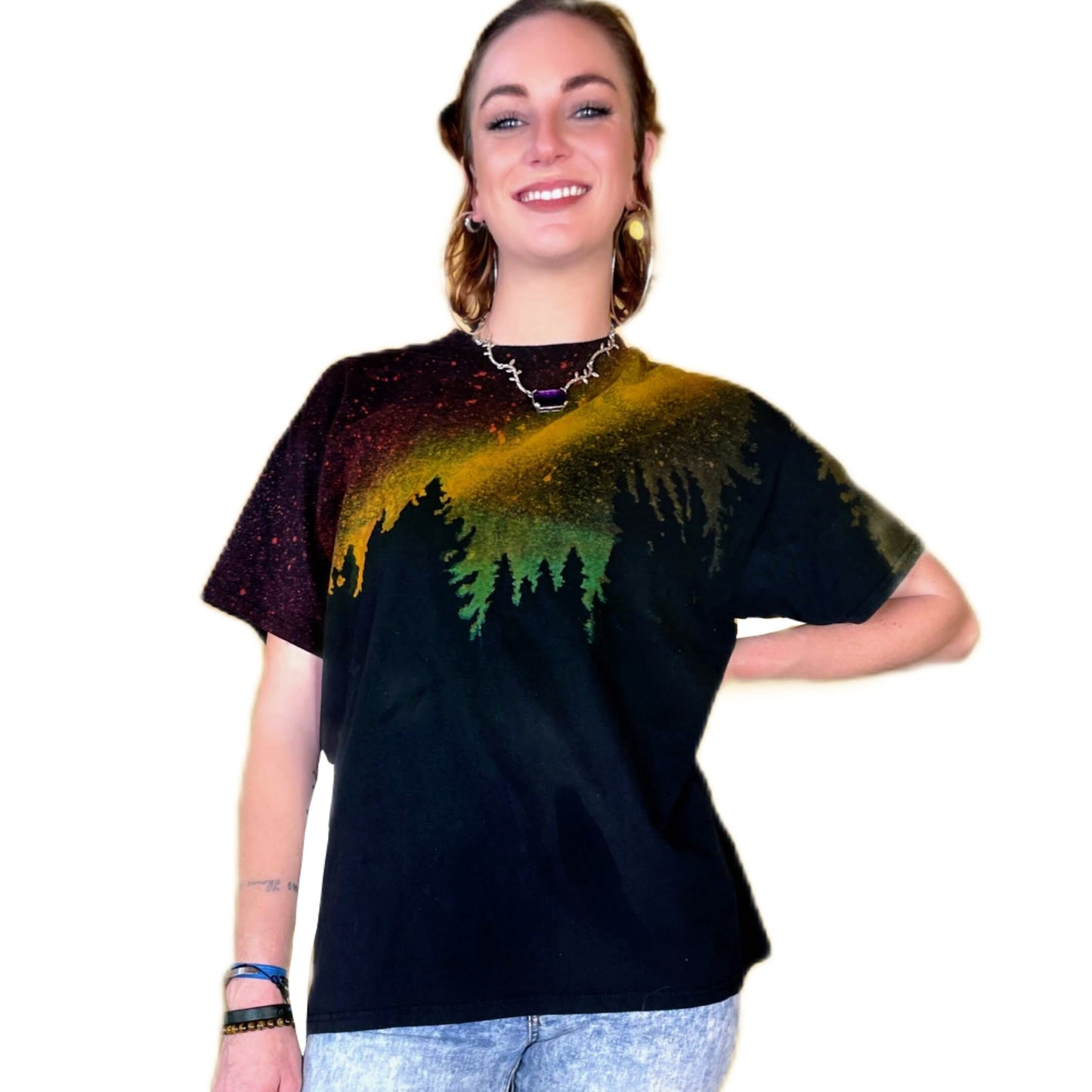 Reverse Dye Rasta Forest Tee - Custom Acid Wash T Shirt