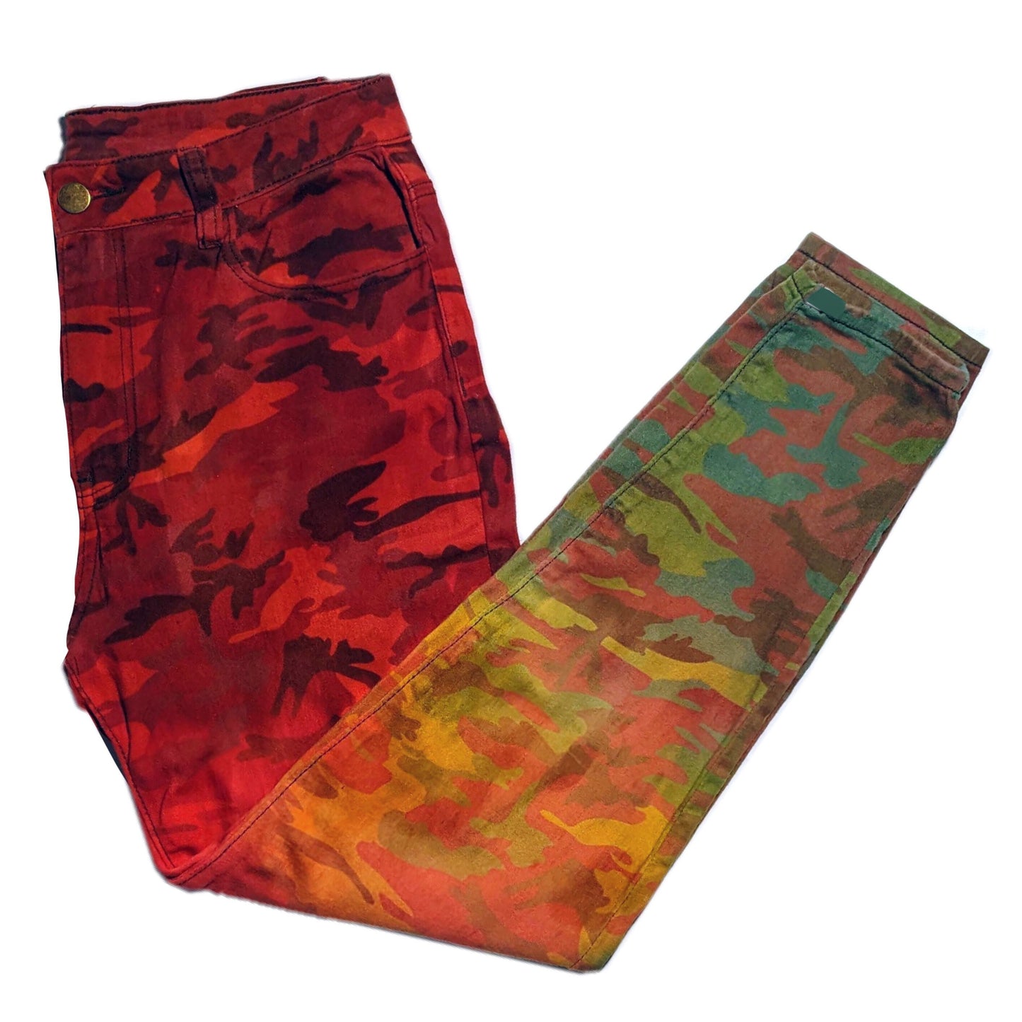 Tie Dye Camo Jeans - Custom Rasta Camouflauge Skinny Fit Pants