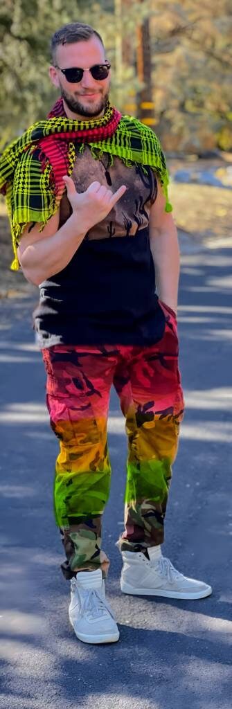 Tie Dye Camo Pants - Custom Rasta Camouflage Cargos