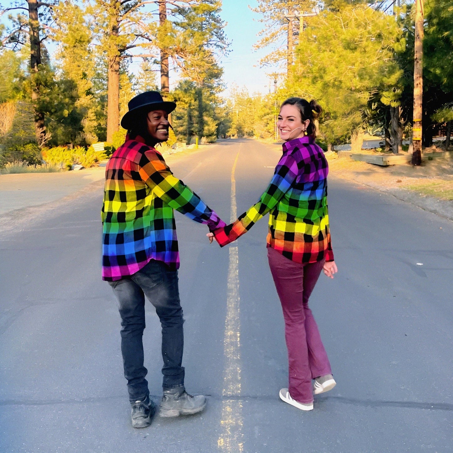 Tie Dye Rainbow Flannel - Rainbow Pride Flag Buffalo Plaid Shirt