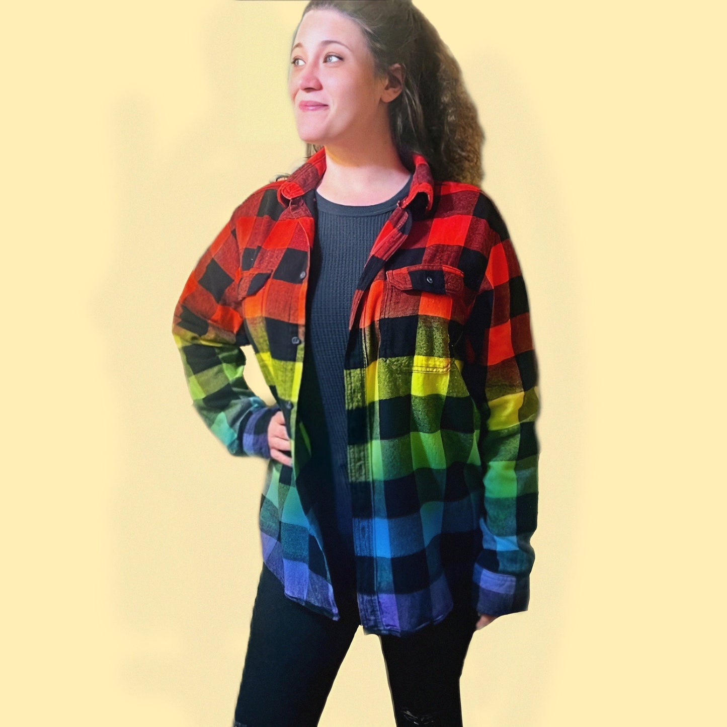 Tie Dye Rainbow Flannel - Rainbow Pride Flag Buffalo Plaid Shirt