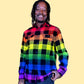 Rainbow Tie Dye Purple Flannel Shirt for men and women. Pride Festival Rainbow Gradient Hand Dyed with Quality Fiber Reactive Dye Kollideoscope Unique handmade to order True to Size Preshrunk, 100% Soft Cotton Buffalo Plaid Flannel Fabric, Machine Wash/Dry, Long Sleeve Button Cuffs, Button-Down, Collar, Chest Pocket