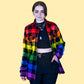 Rainbow Tie Dye Plaid Flannel Shirt for men and women. Pride Festival Dip Dye Gradient Flannel is Bright and unique. Handmade with quality fiber reactive dyes for vibrant color that lasts.100% Cotton Soft Preshrunk Flannel Fabric, Collar Neckline,  Button Closure, Long Sleeves, front pocket, Machine washable
